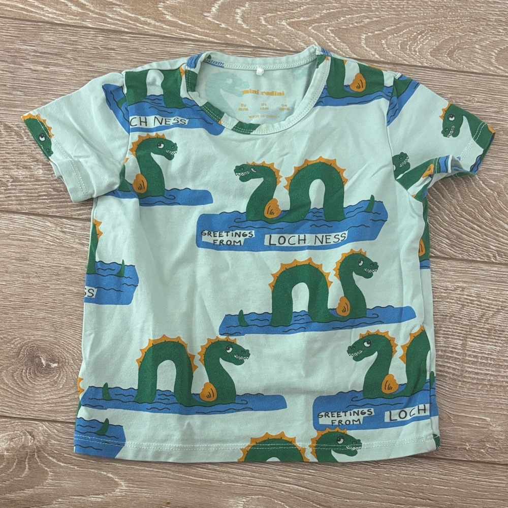 Mini Rodini Loch Ness Print Kids T-Shirt 1.5yr- 3yr or 2T